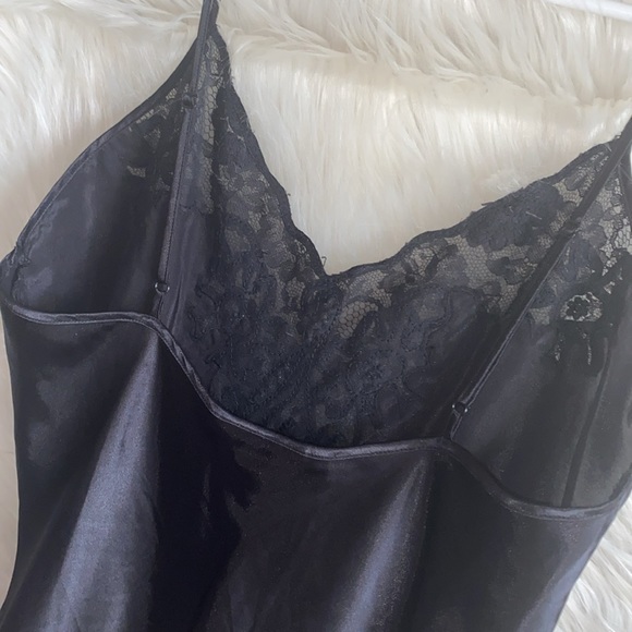 Cacique Chemise Size M Vintage Lace Floral Ruffle Spaghetti Strap Slip Dress - Picture 4 of 10